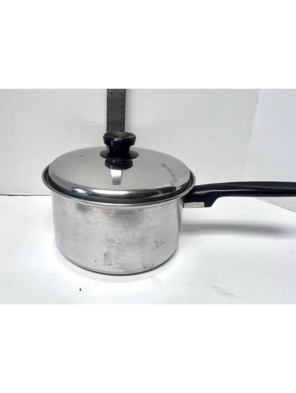 Set of 2 Vtg Lustre Craft 1 Qt & 2 Qt Multi-core Stainless Saucepan Pot w/ Lids